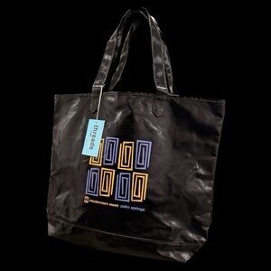 Black Tote with Gold and Blue Design